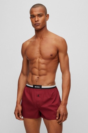 Ropa De Dormir Hugo Boss Two-pack Of Algodon With Signature Waistbands Hombre Rojos Oscuro | 61879-GCSY