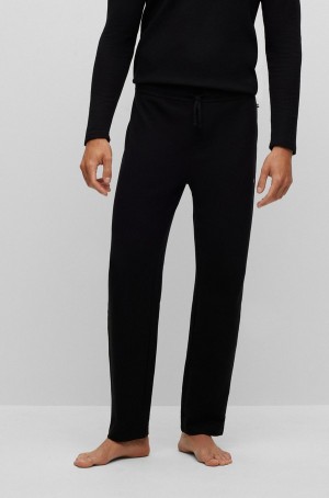 Ropa De Dormir Hugo Boss Waffle Algodon-blend With Logo Embroidery Hombre Negros | 96520-RVSM