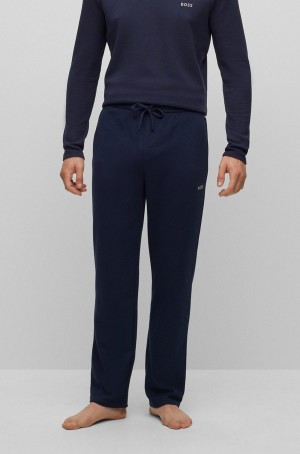 Ropa De Dormir Hugo Boss Waffle Algodon-blend With Logo Embroidery Hombre Azules Oscuro | 96487-QDSN