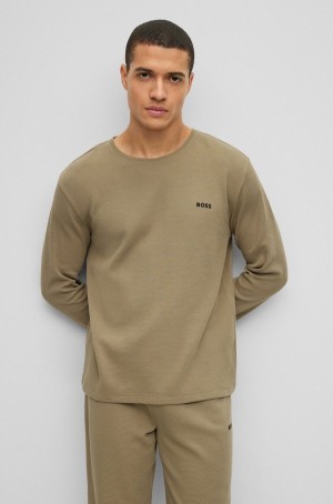 Ropa De Dormir Hugo Boss Waffle Algodon-blend With Logo Hombre Verdes | 80294-NPVT