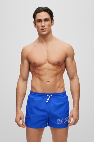 Ropa De Playa Hugo Boss Quick-drying Swim With Outline Logo Hombre Azules | 87290-ONTV