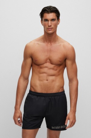 Ropa De Playa Hugo Boss Recycled-material Swim With Repeat Logos Hombre Negros | 13208-QSYK