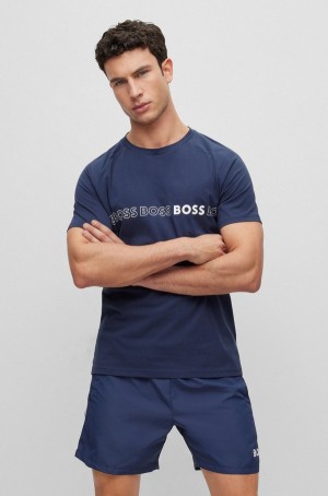 Ropa De Playa Hugo Boss Slim-fit With Spf 50+ Uv Protection Hombre Azules Oscuro | 37564-VNMT