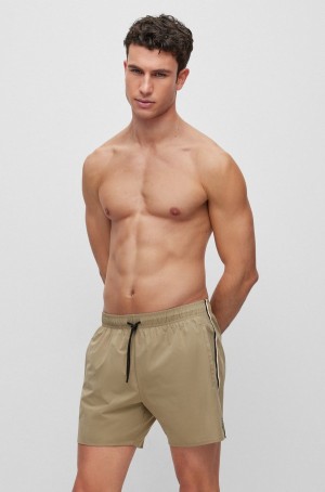 Ropa De Playa Hugo Boss Swim With Signature Stripe And Logo Hombre Verdes Claro | 87925-ZOSC