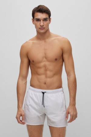 Ropa De Playa Hugo Boss Swim With Signature Stripe And Logo Hombre Blancos | 24853-VJRT