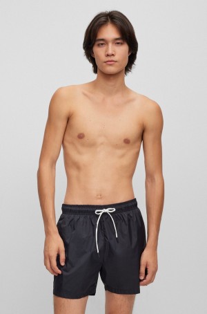 Ropa De Playa Hugo Boss Ultra-light, Quick-dry Swim With Logo Print Hombre Negros | 19254-DPVH