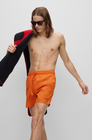 Ropa De Playa Hugo Boss Ultra-light, Quick-dry Swim With Logo Print Hombre Naranjas | 31209-PQSF