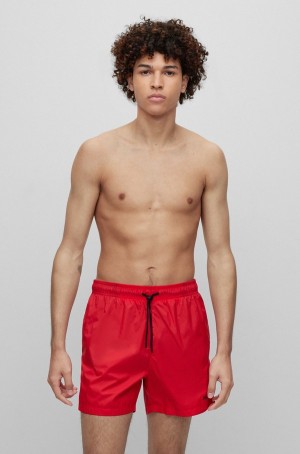 Ropa De Playa Hugo Boss Ultra-light, Quick-dry Swim With Logo Print Hombre Rojos | 13289-UHCB