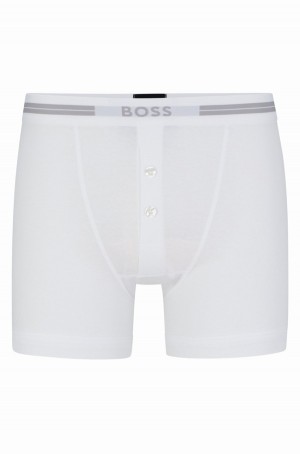 Ropa Interior Hugo Boss Organic-cotton Trunks With Logo Waistband Hombre Blancos | 71832-VQEW
