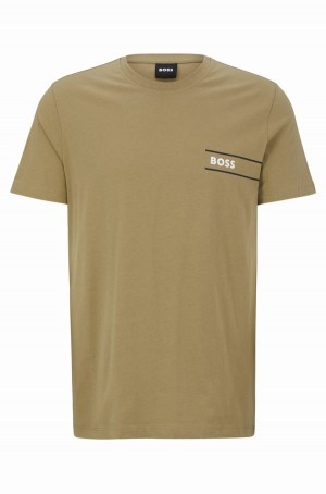 Ropa Interior Hugo Boss Organic-cotton With Printed Logo Hombre Verdes Claro | 58032-PZBC