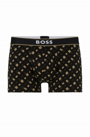 Ropa Interior Hugo Boss Stretch-cotton Trunks With Signature Logo Waistband Hombre Beige | 26075-OLRN