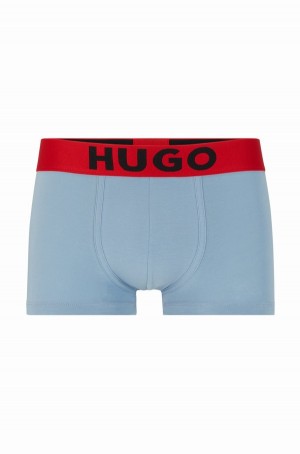 Ropa Interior Hugo Boss Stretch-cotton Trunks With Logo Waistband Hombre Azules Claro | 28019-CFQZ