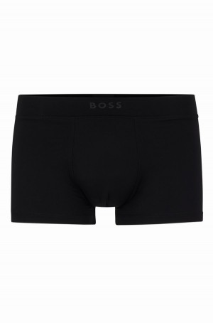 Ropa Interior Hugo Boss Stretch-microfibre Trunks With Logo Waistband Hombre Negros | 81970-SHPY