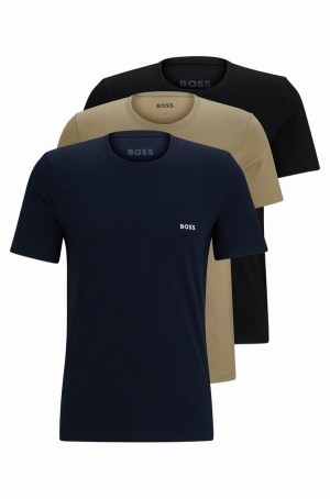 Ropa Interior Hugo Boss Three-pack Of In Algodon Hombre Negros Verdes Azules | 51960-TNZV
