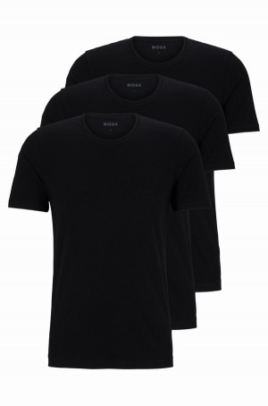Ropa Interior Hugo Boss Three-pack Of Logo-embroidered In Algodon Hombre Negros | 61925-QOCK