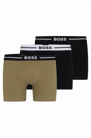 Ropa Interior Hugo Boss Three-pack Of Stretch-cotton Hombre Negros Verdes | 61907-MEJQ