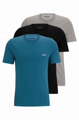 Ropa Interior Hugo Boss Three-pack Of With Embroidered Logos Hombre Negros Grises Azules | 10867-SHOB