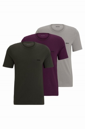 Ropa Interior Hugo Boss Three-pack Of With Embroidered Logos Hombre Morados Grises Verdes | 97641-HJKT
