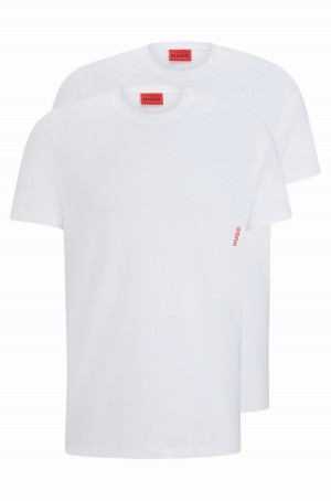 Ropa Interior Hugo Boss Two-pack Of Algodon With Vertical Logo Hombre Blancos | 58610-SJXU