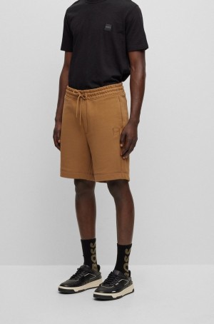 Short Hugo Boss Drawstring In French Terry Algodon With Logo Patch Hombre Marrom | 28307-JQLK