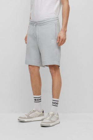 Short Hugo Boss Drawstring In French Terry Algodon With Logo Patch Hombre Grises Claro | 97064-CQTE