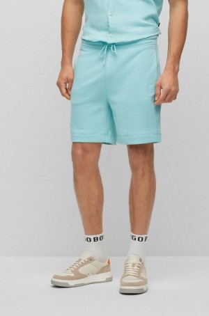 Short Hugo Boss Drawstring In French Terry Algodon With Logo Patch Hombre Turquesa | 36408-DPOA