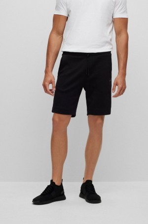 Short Hugo Boss Mixed-material Regular-fit With Curved Logo Hombre Negros | 21945-NMYX