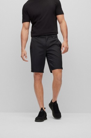 Short Hugo Boss Slim-fit In Agua-repellent Twill Hombre Negros | 23471-LZQJ