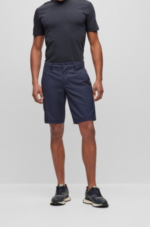 Short Hugo Boss Slim-fit In Agua-repellent Twill Hombre Azules Oscuro | 61427-TENA