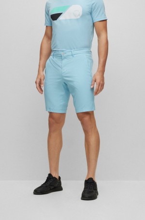 Short Hugo Boss Slim-fit In Agua-repellent Twill Hombre Azules Claro | 52837-GJSK