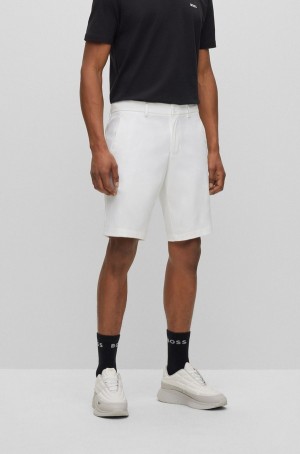 Short Hugo Boss Slim-fit In Agua-repellent Twill Hombre Blancos | 37562-GTHY