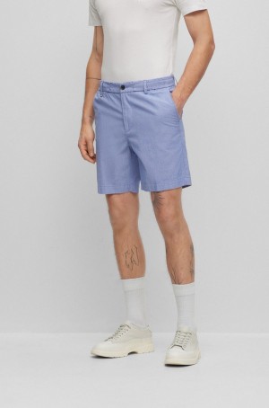 Short Hugo Boss Slim-fit In Algodon-blend Poplin Hombre Azules | 57860-QPCL