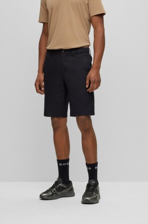 Short Hugo Boss Slim-fit In An Organic-cotton Blend Hombre Negros | 85401-ODNA