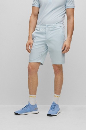 Short Hugo Boss Slim-fit In An Organic-cotton Blend Hombre Azules Claro | 80249-EMLS