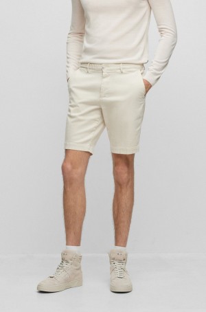 Short Hugo Boss Slim-fit In Stretch Algodon Hombre Beige | 95284-EIRW