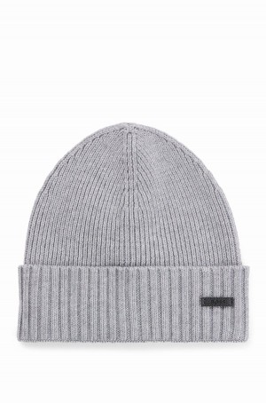 Sombreros Hugo Boss Acanalado In Responsible Virgin Lana Hombre Grises Claro | 69175-BTYF
