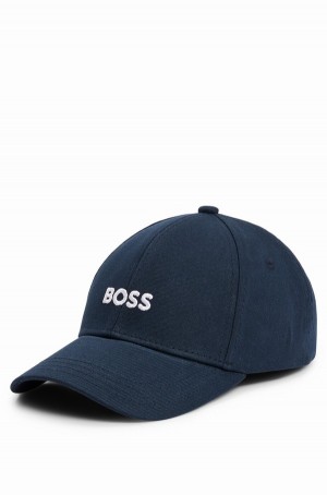 Sombreros Hugo Boss Algodon-twill Six-panel With Embroidered Logo Hombre Azules Oscuro | 14790-NQYJ