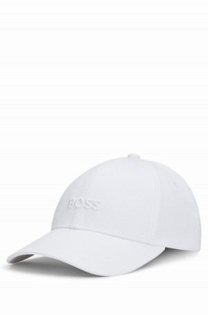 Sombreros Hugo Boss Algodon-twill Six-panel With Embroidered Logo Hombre Blancos | 35687-MIFS