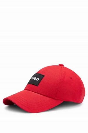 Sombreros Hugo Boss Algodon-twill Six-panel With Logo Label Mujer Rojos | 15837-ZNYC
