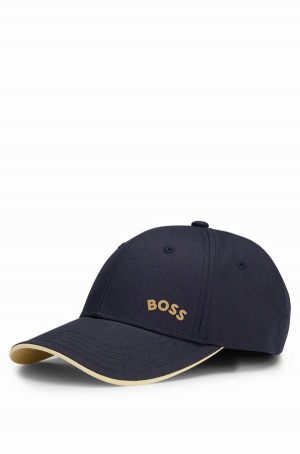 Sombreros Hugo Boss Algodon-twill With Curved Logo Hombre Azules Oscuro | 38659-BPKR