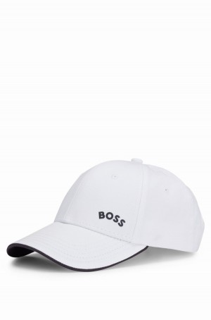 Sombreros Hugo Boss Algodon-twill With Curved Logo Hombre Blancos | 98247-ALKX