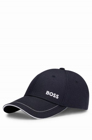 Sombreros Hugo Boss Algodon-twill With Logo Detail Hombre Azules Oscuro | 12374-RMDJ