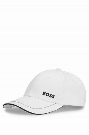 Sombreros Hugo Boss Algodon-twill With Logo Detail Hombre Blancos | 89271-DNHM
