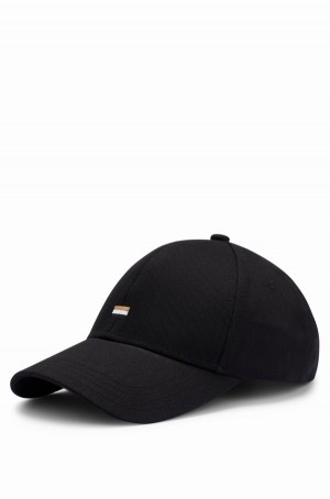 Sombreros Hugo Boss Algodon-twill With Signature-stripe Embroidery Hombre Negros | 06924-PEUB