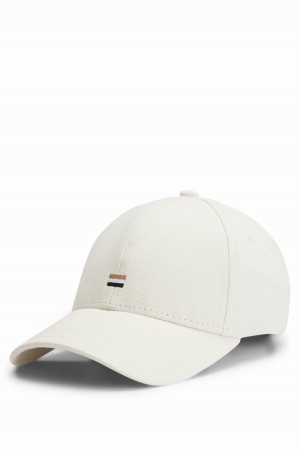 Sombreros Hugo Boss Algodon-twill With Signature-stripe Embroidery Hombre Blancos | 30547-JPLR
