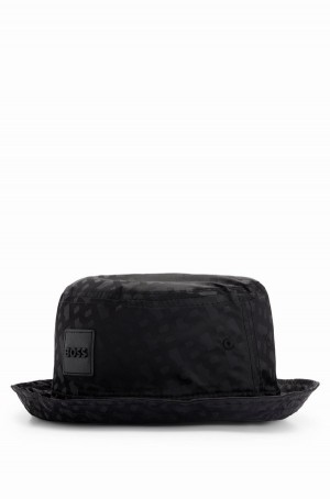 Sombreros Hugo Boss Monogram Bucket With Logo Badge Hombre Negros | 06593-EDLP