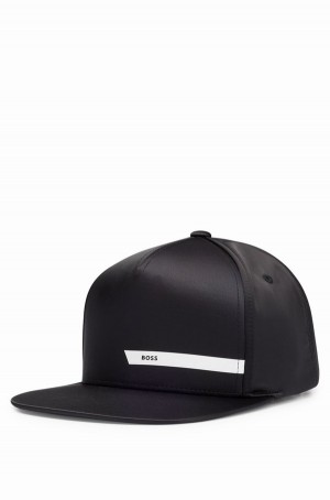 Sombreros Hugo Boss Satin With Logo Stripe Hombre Negros | 16879-GHLC