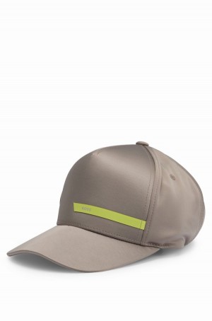 Sombreros Hugo Boss Satin With Logo Stripe Hombre Plateados | 90625-BPQY