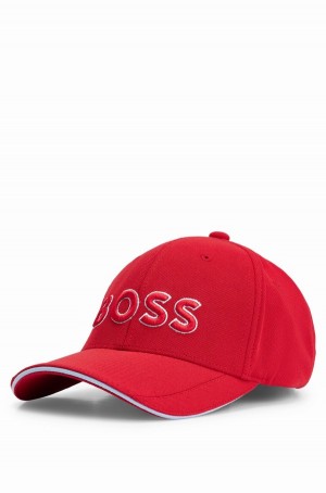 Sombreros Hugo Boss Stretch-piqué With Embroidered 3d Logo Hombre Rojos | 86492-AUXP