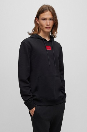 Sudadera con Capucha Hugo Boss Algodon-terry Regular-fit With Logo Label Hombre Negros | 87529-BNAX